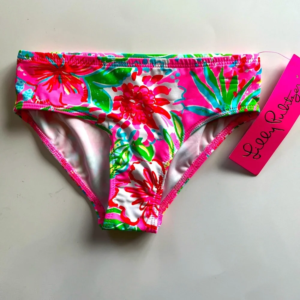 Lilly Pulitzer Girls 4 Journey to the Jungle Floral Bikini Bottom UPF 50‎ Pink